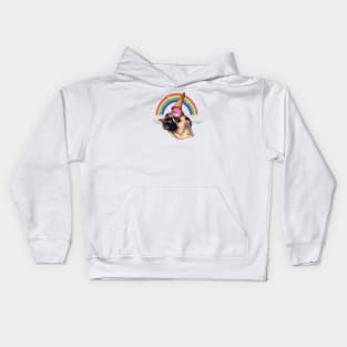 cute rainbow ice cream Licking pug (Cuteness overload ) Kids Hoodie